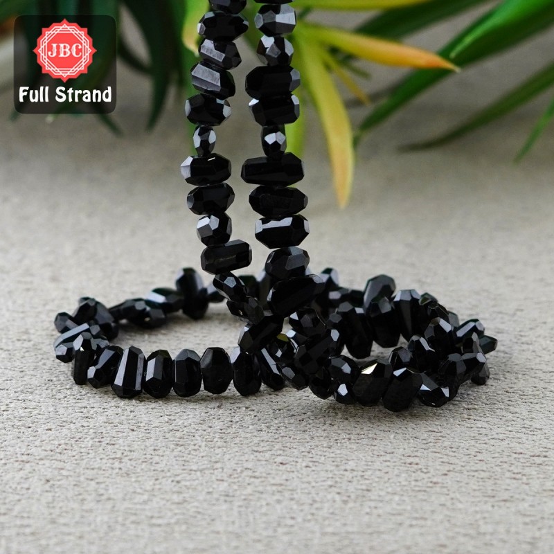 Black Spinel 9-11mm Step Cut Nuggets Shape 17 Inch Long Gemstone Beads Strand - SKU:157181