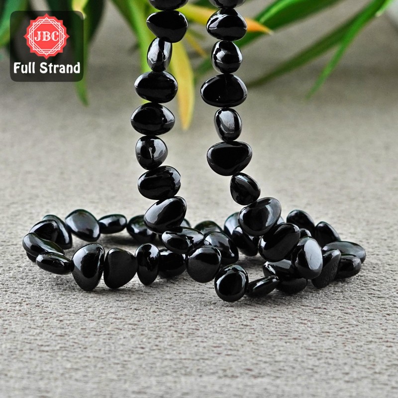 Black Spinel 10.5-12.5mm Smooth Nuggets Shape 16 Inch Long Gemstone Beads Strand - SKU:157176