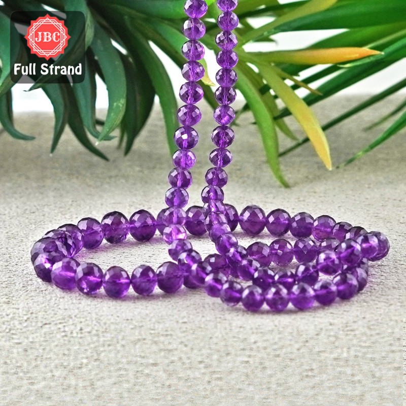 African Amethyst 5-10mm Faceted Round Shape 23 Inch Long Gemstone Beads Strand - SKU:157152