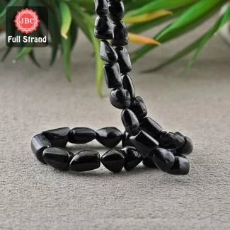 Black Spinel 8-17.5mm Smooth Nuggets Shape 19 Inch Long Gemstone Beads Strand - SKU:157179