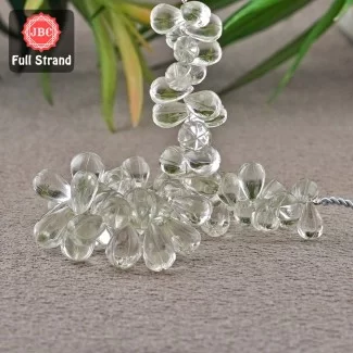 Crystal Quartz 11-14mm Carved Drops Shape 7 Inch Long Gemstone Beads Strand - SKU:157186