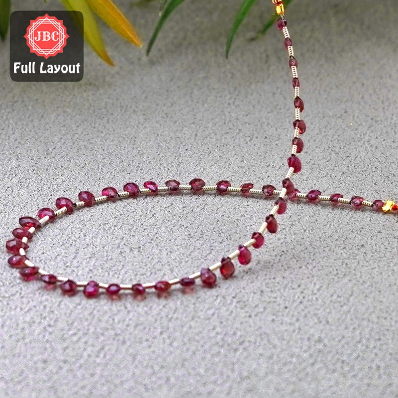 Pink Tourmaline 4-5.5mm Briolette Pear Shape 9 Inch Long Gemstone Beads Layout - SKU:157280
