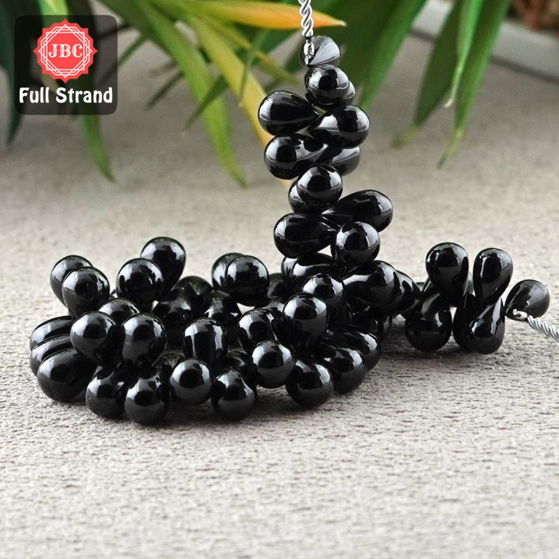 Black Spinel 11-13mm Smooth Drops Shape 8 Inch Long Gemstone Beads Strand - SKU:157303