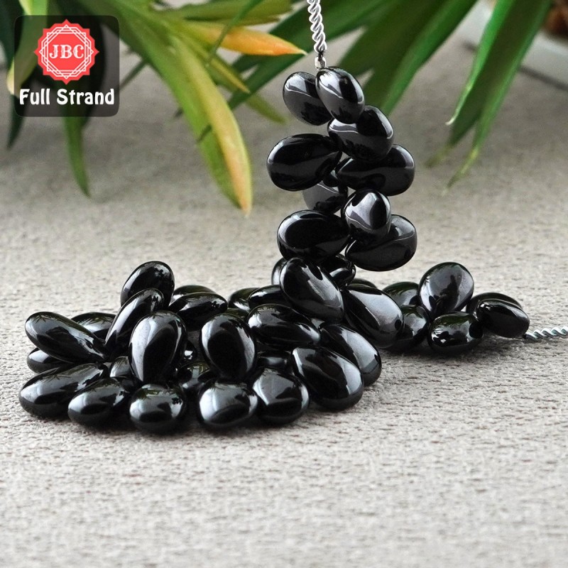 Black Spinel 13-17.5mm Smooth Pear Shape 8 Inch Long Gemstone Beads Strand - SKU:157315