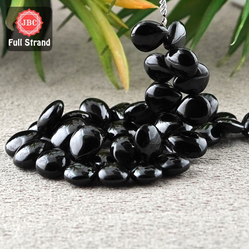 Black Spinel 13-15mm Smooth Pear Shape 8 Inch Long Gemstone Beads Strand - SKU:157314