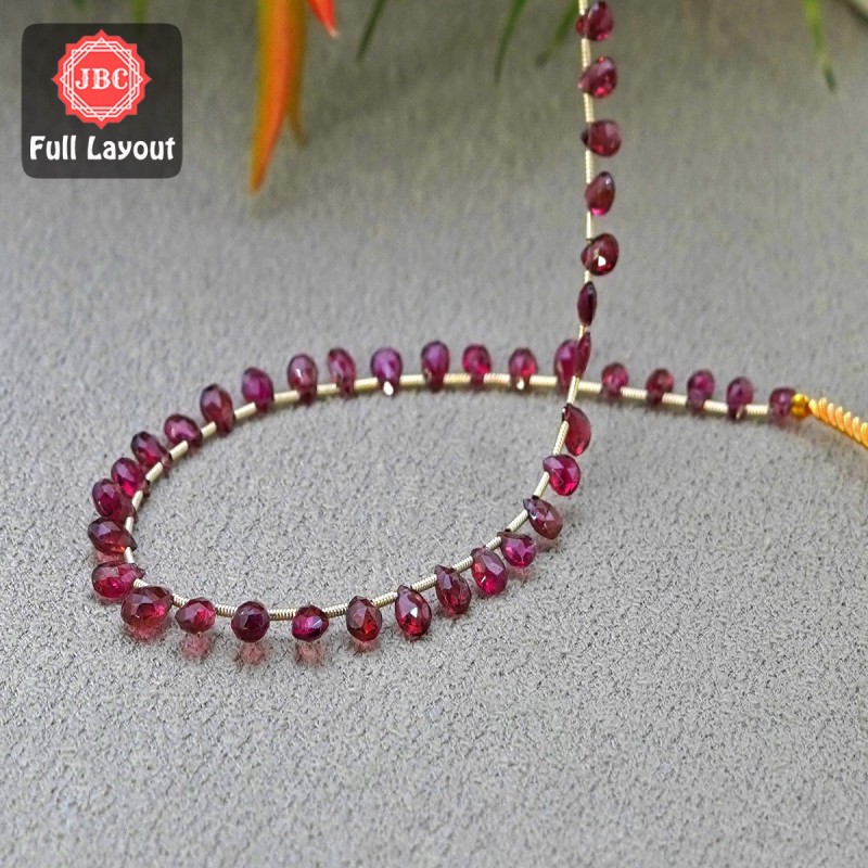 Pink Tourmaline 5-8.5mm Briolette Pear Shape 10 Inch Long Gemstone Beads Layout - SKU:157281