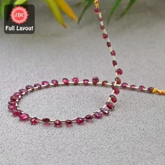 Pink Tourmaline 5-7mm Briolette Pear Shape 10 Inch Long Gemstone Beads Layout - SKU:157279