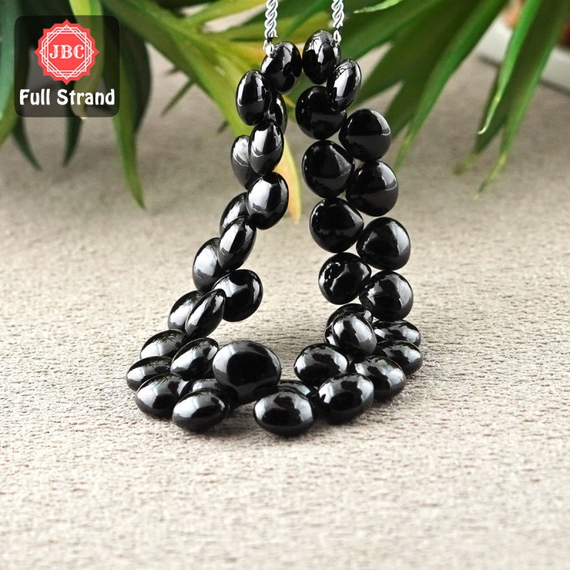 Black Spinel 10-12mm Smooth Heart Shape 8 Inch Long Gemstone Beads Strand - SKU:157313