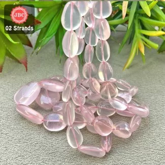 Rose Quartz 12-25mm Smooth Nuggets Shape 20 Inch Long Gemstone Beads - Total 2 Strands In The Lot - SKU:157492