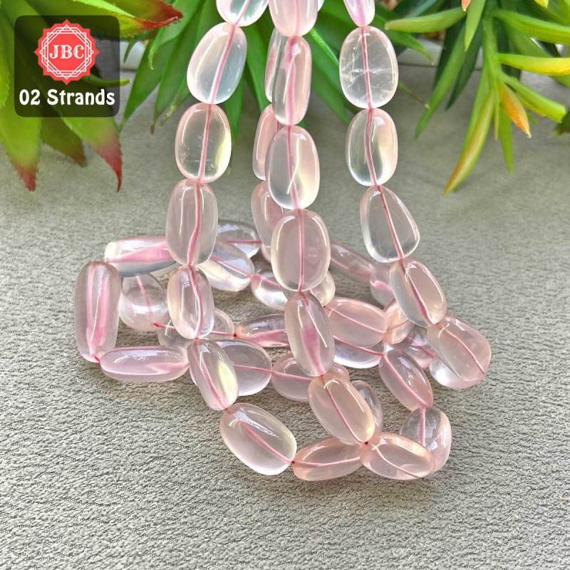 Rose Quartz 14-23mm Smooth Nuggets Shape 17 Inch Long Gemstone Beads - Total 2 Strands In The Lot - SKU:157496