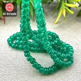 Green Onyx 8-9mm Smooth Rondelle Shape 18 Inch Long Gemstone Beads - Total 2 Strands In The Lot - SKU:157485
