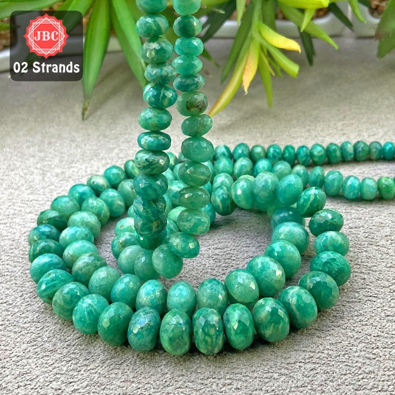 Amazonite 6-12mm Faceted Rondelle Shape 18 Inch Long Gemstone Beads - Total 2 Strands In The Lot - SKU:157519