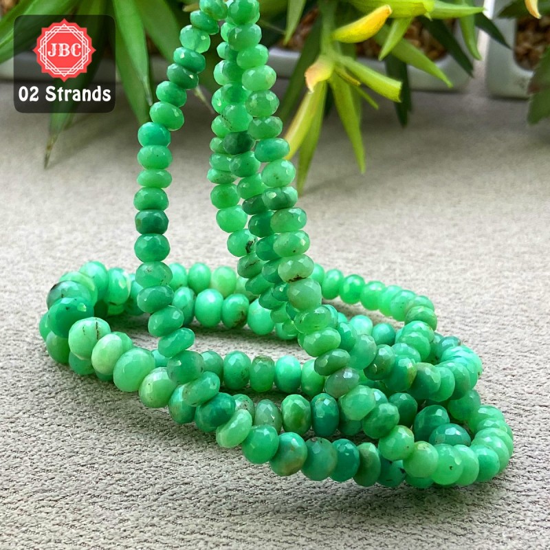 Chrysoprase 5.5-9mm Faceted Rondelle Shape 16 Inch Long Gemstone Beads - Total 2 Strands In The Lot - SKU:157539