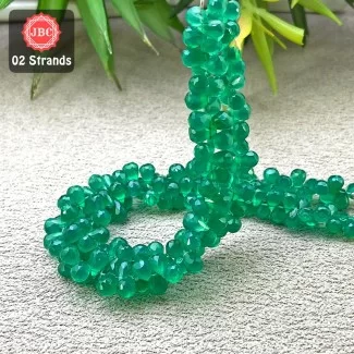 Green Onyx 6-7mm Briolette Drops Shape 8 Inch Long Gemstone Beads - Total 2 Strands In The Lot - SKU:157525