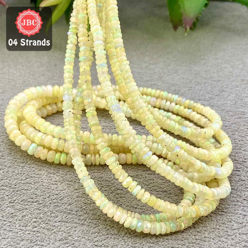 Ethiopian Welo Opal 3-5mm Smooth Rondelle Shape 17 Inch Long Gemstone Beads - Total 4 Strands In The Lot - SKU:158030