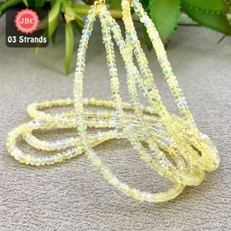 Ethiopian Welo Opal 3-4.5mm Smooth Rondelle Shape 16 Inch Long Gemstone Beads - Total 3 Strands In The Lot - SKU:158026