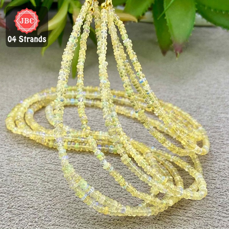 Ethiopian Welo Opal 2.5-4mm Smooth Rondelle Shape 16 Inch Long Gemstone Beads - Total 4 Strands In The Lot - SKU:158025