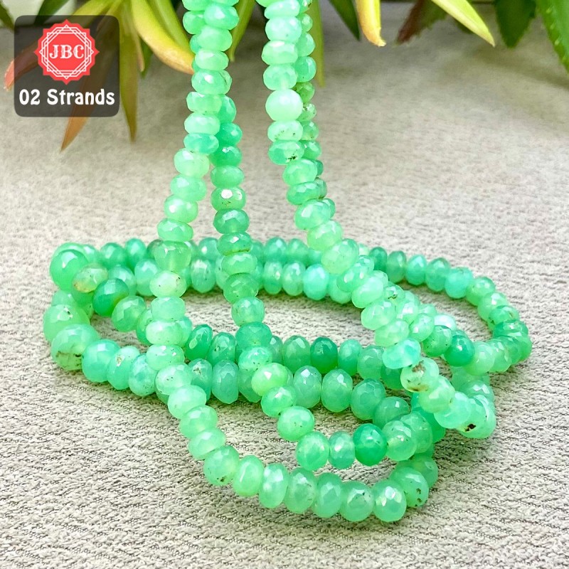 Chrysoprase 5-9mm Faceted Rondelle Shape 17 Inch Long Gemstone Beads - Total 2 Strands In The Lot - SKU:157994