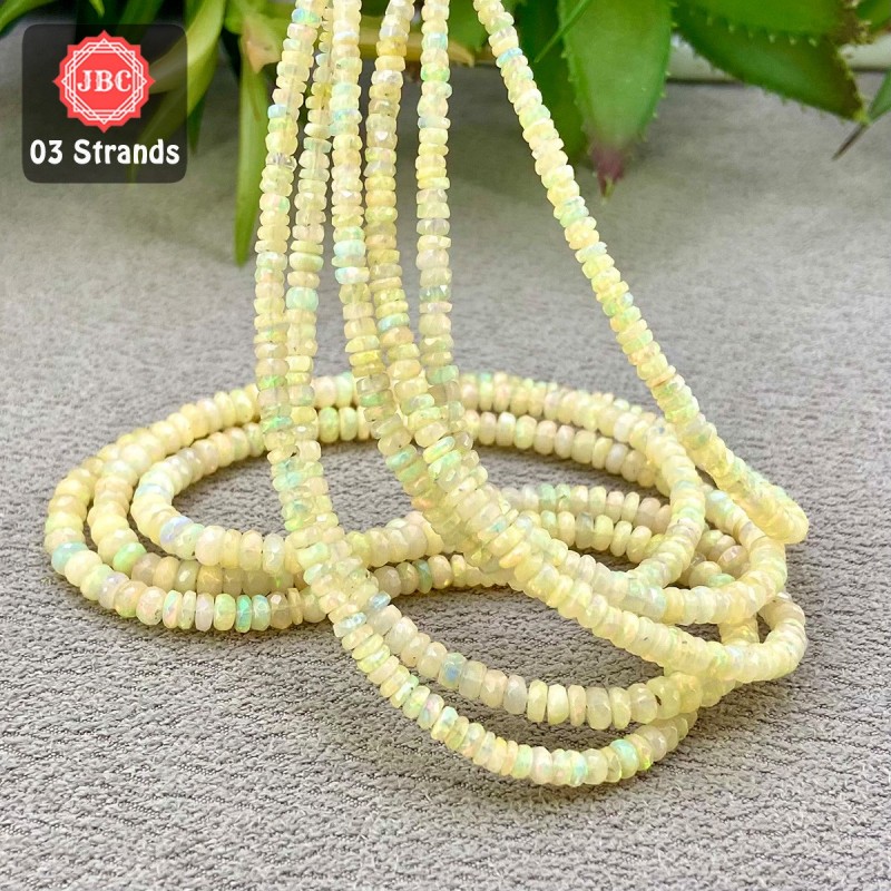 Ethiopian Welo Opal 3-5mm Smooth Rondelle Shape 17 Inch Long Gemstone Beads - Total 3 Strands In The Lot - SKU:158028