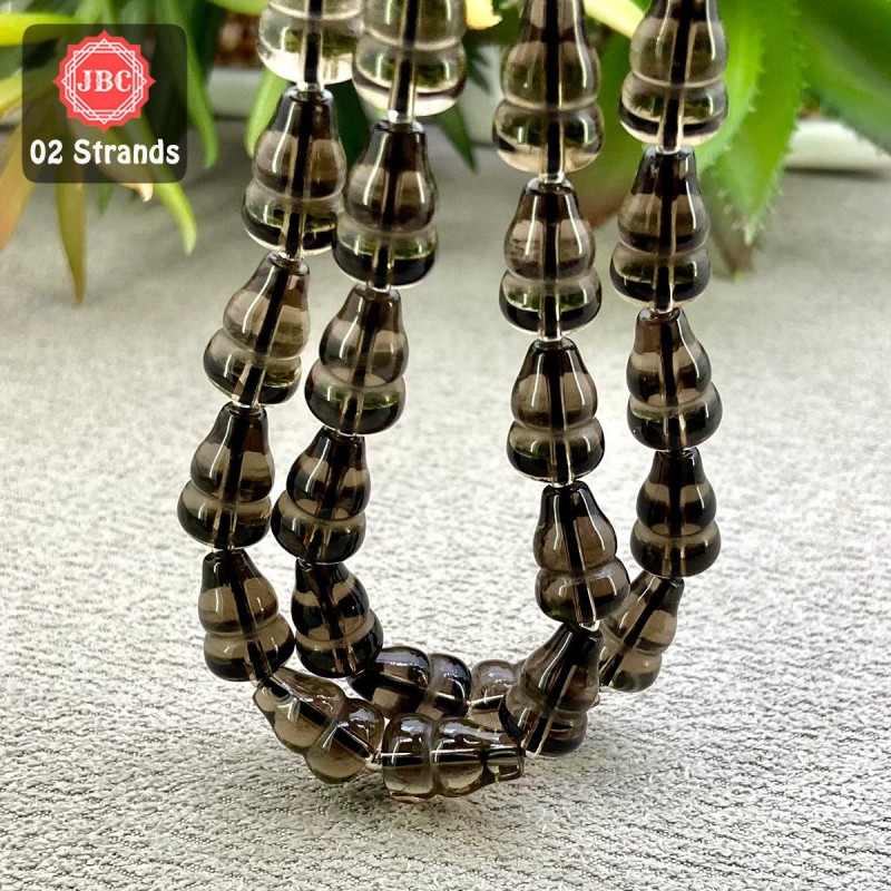 Smoky Quartz 13-14mm Smooth Fancy Shape 15 Inch Long Gemstone Beads - Total 2 Strands In The Lot - SKU:158082