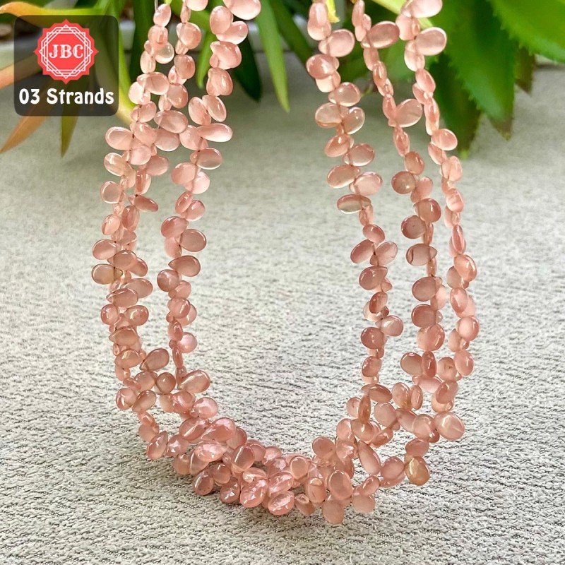 Rhodochrosite 5-7mm Smooth Pear Shape 8 Inch Long Gemstone Beads - Total 3 Strands In The Lot - SKU:158124