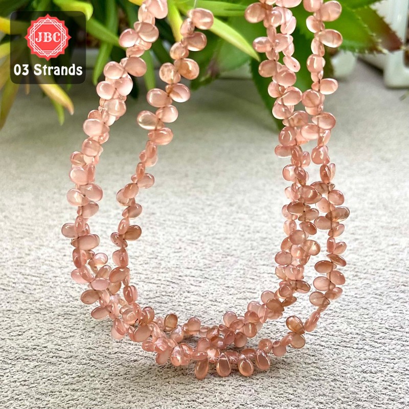 Rhodochrosite 5-6mm Smooth Pear Shape 8 Inch Long Gemstone Beads - Total 3 Strands In The Lot - SKU:158120