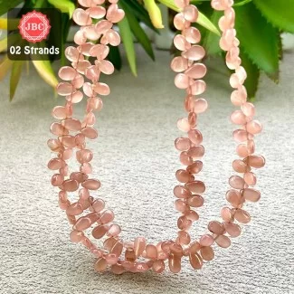 Rhodochrosite 5-6.5mm Smooth Pear Shape 8 Inch Long Gemstone Beads - Total 2 Strands In The Lot - SKU:158116