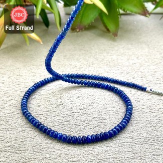 Blue Sapphire 3-4.5mm Smooth Rondelle Shape 14 Inch Long Gemstone Beads Strand - SKU:158140