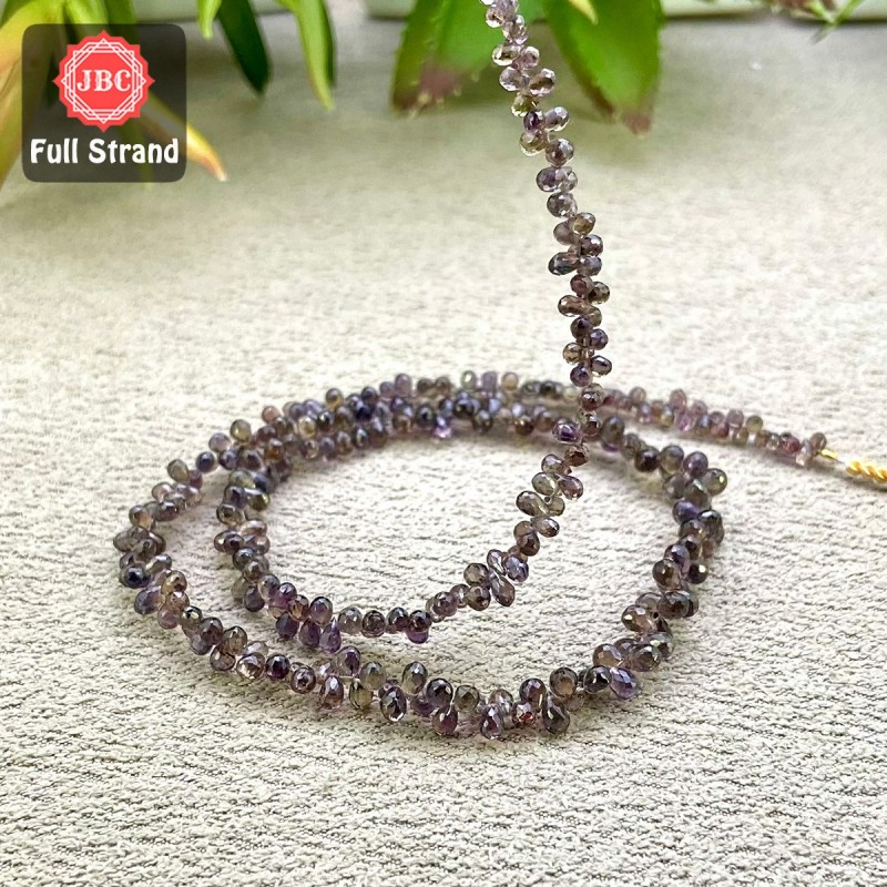 Sapphire 3.5-5mm Faceted Drops Shape 16 Inch Long Gemstone Beads Strand - SKU:158136