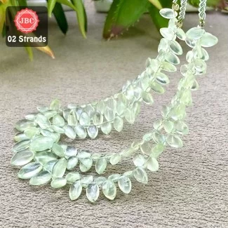 Prehnite 6.5-12mm Smooth Marquise Shape 8 Inch Long Gemstone Beads - Total 2 Strands In The Lot - SKU:158149
